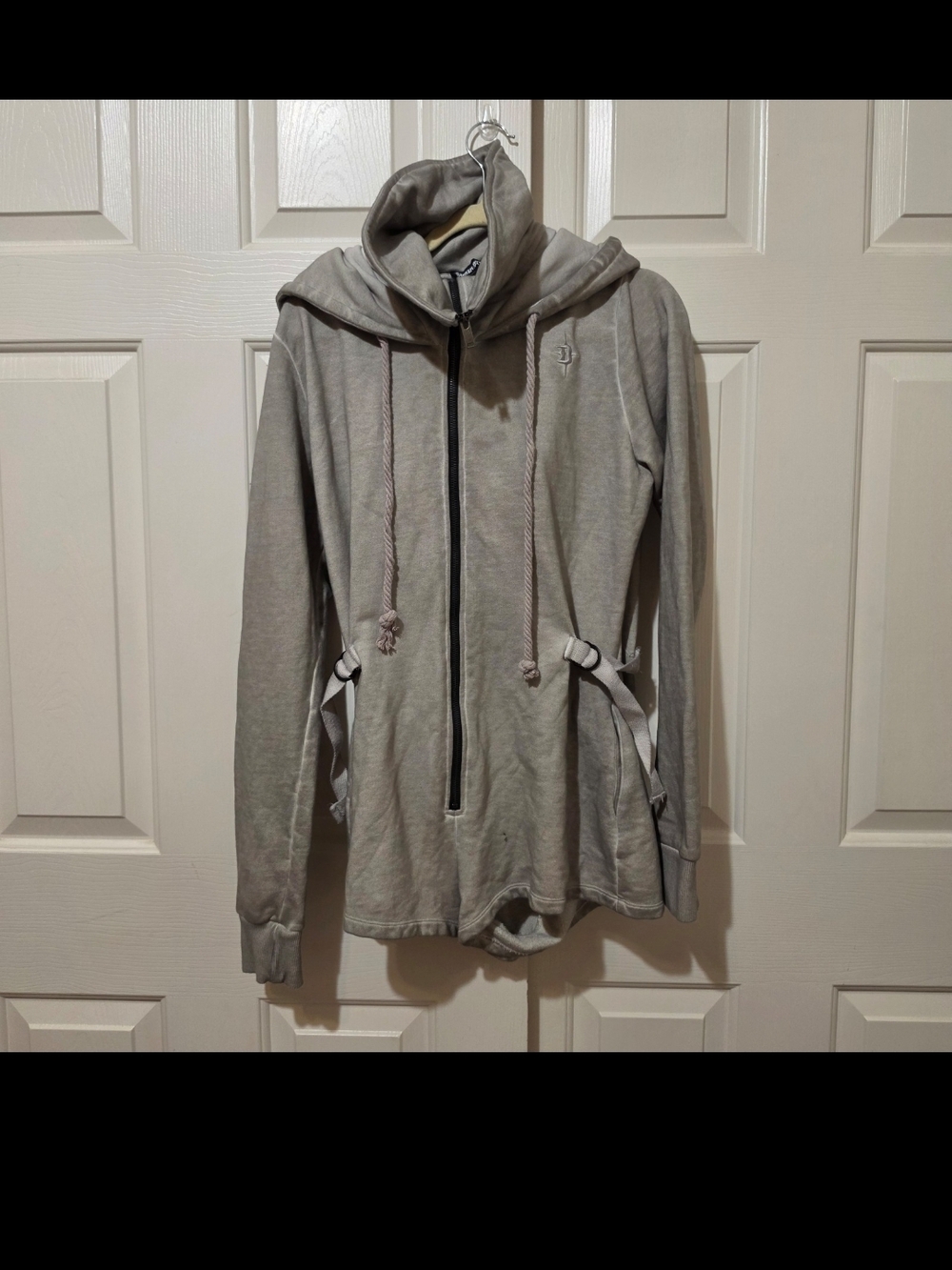 Dolls Kill Darker Wavs Compression Zip Hooded Romper Size XXL Goth Grunge Punk